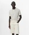 Mango Openwork Knit Cotton Polo In White