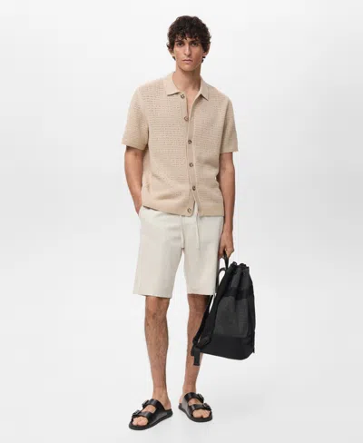 Mango Men's Openwork Knitted Shirt In Animal Print