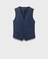 Mango Paris Superslim Fit Stretch Suit Vest In Blue