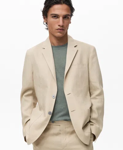 Mango Men's Patch Pockets Linen Blazer In Neutral