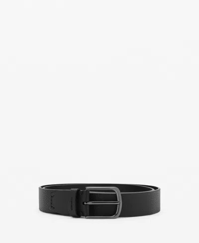 Mango Men's Pebbled Leather Belt In Black