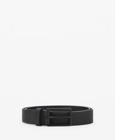 Mango Men's Pebbled Leather Belt In Black