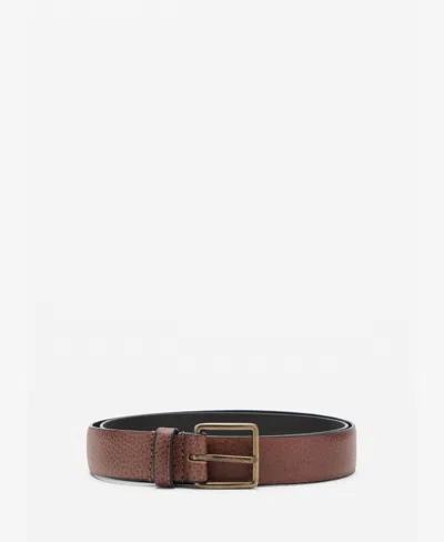 Mango Men's Pebbled Leather Belt In Brown