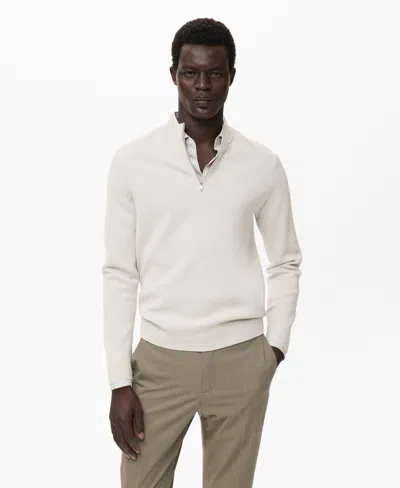 Mango Perkins Half Zip Sweater In Off White