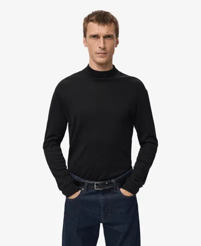 Mango Men's Perkins Neck Long-sleeved T-shirt In Black