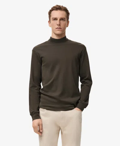 Mango Men's Perkins Neck Long-sleeved T-shirt In Brown