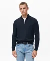 Mango Perkins Wool Quarter Zip Sweater In Blue