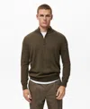 Mango Perkins Wool Quarter Zip Sweater In Green