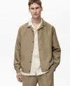 Mango Men's Pinstripe Linen Overshirt In Green