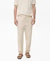 Mango Pinstripe Cotton & Linen Blend Pants In Neutral