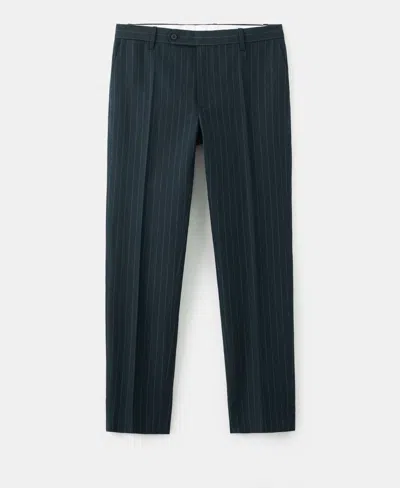 Mango Men's Pinstripes Regular-fit Linen-blend Pants In Blue