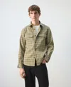 Mango Checked Jacket With Button Print Olive Green In Green