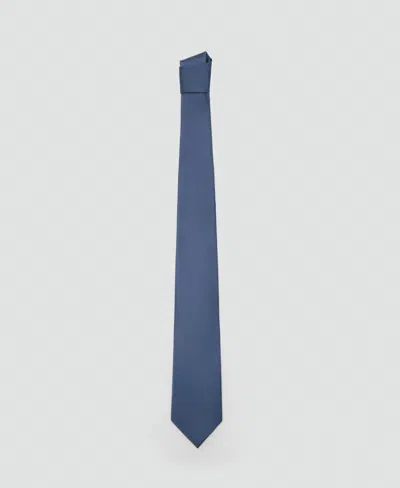 Mango Men's Plain Silk Tie In Blue