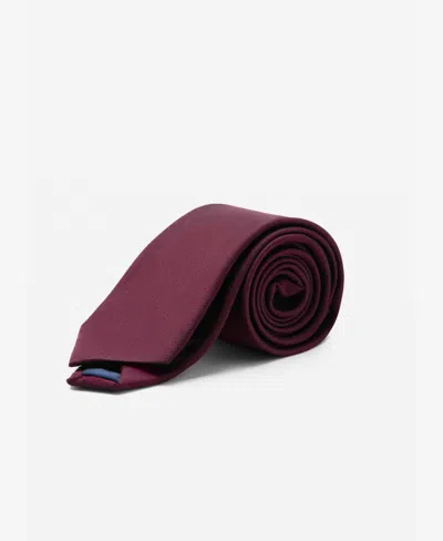 Mango Men's Plain Silk Tie In Burgundy