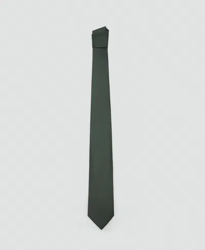 Mango Men's Plain Silk Tie In Green