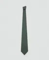 Mango Men's Plain Silk Tie In Green