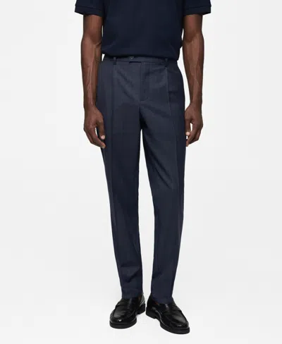 Mango Men's Pleat Detail Wool Pants In Ink Blue