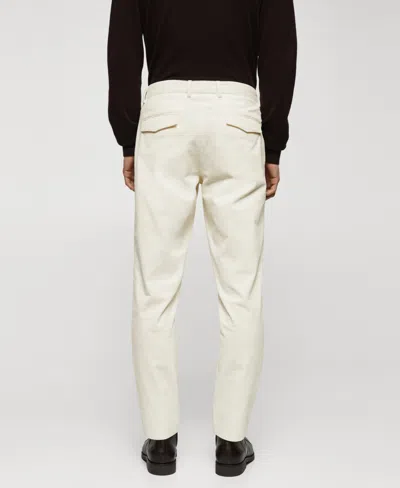Mango Men's Pleated Corduroy Pants In Off White