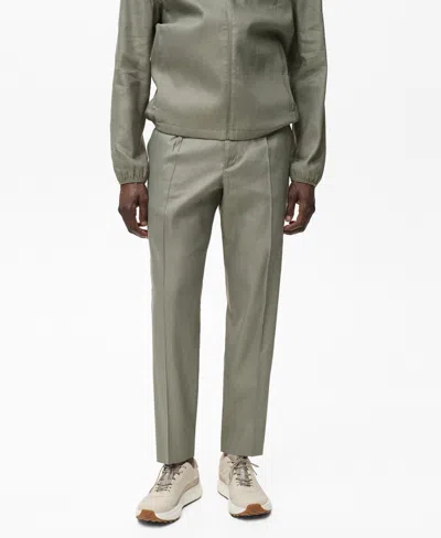 MANGO MEN'S PLEATED LINEN PANTS