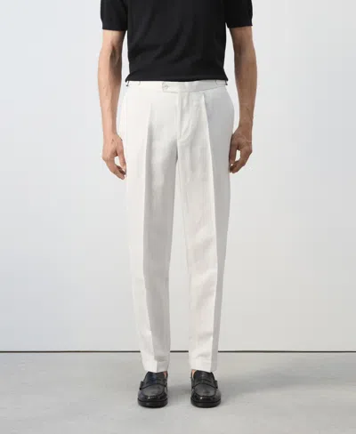 Mango Men's Pleated Linen-blend Suit Pants In White