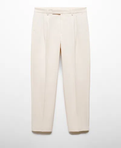 Mango Men's Pleated Relaxed-fit Trousers In Ecru