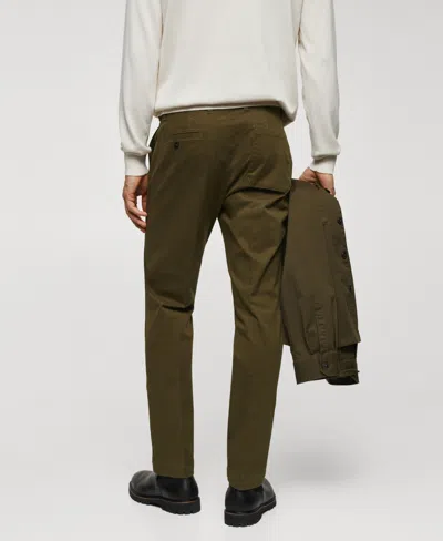 Mango Men's Pleated Slim Fit Chinos In Green