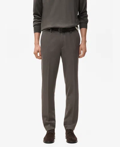 Mango Men's Pleated Slim-fit Pants In Medium Brown