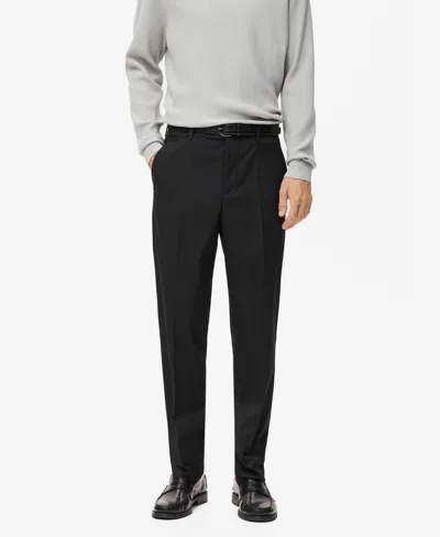 Mango Men's Pleated Straight-leg Suit Pants In Black