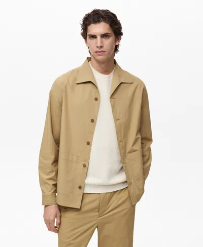 Mango Men's Pocket Cotton Overshirt In Brown