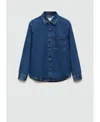 Mango Denim Overshirt In Medium Blue