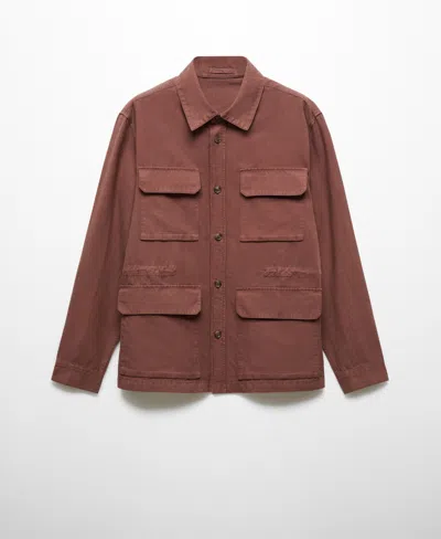 Mango Men's Pocket Linen-blend Jacket In Brown