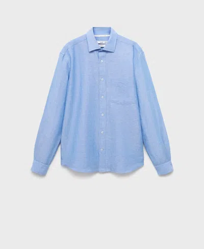 Mango Men's Pocket Linen Shirt In Blue