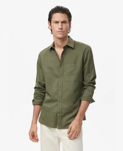 Mango Men's Pocket Linen Shirt In Green