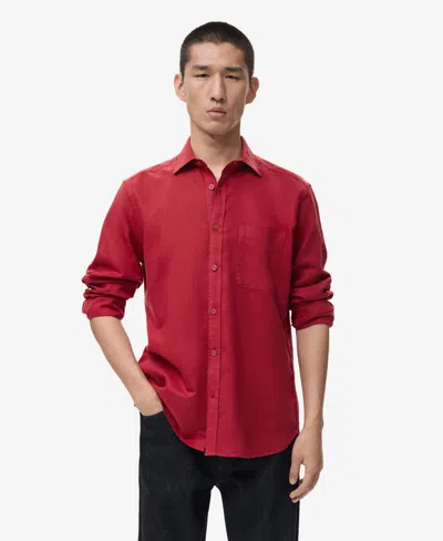 Mango Men's Pocket Linen Shirt In Red