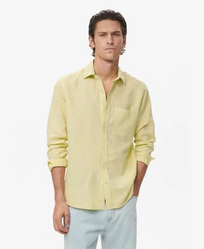 Mango Men's Pocket Linen Shirt In Yellow
