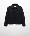 Mango Men's Slim-fit Shearling-effect Lining Denim Jacket In Black Denim