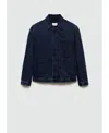 Mango Workwear Denim Jacket In Dark Blue