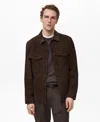 Mango Suede Button-up Shirt Jacket In Chocolate