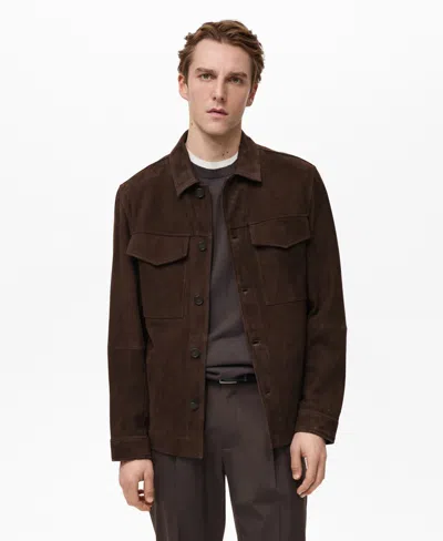 MANGO MEN'S POCKETED SUEDE JACKET