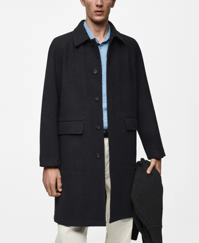 Mango Men's Pocketed Wool Coat In Charcoal