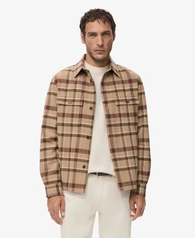 Mango Men's Pockets Check Overshirt In Green