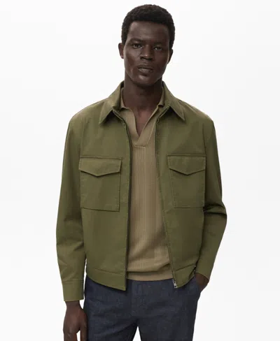 Mango Men's Pockets Cotton Jacket In Green