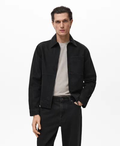 Mango Men's Pockets Denim Jacket In Black