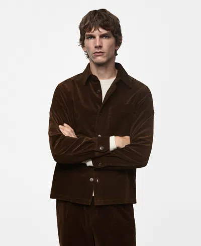 Mango Men's Pockets Detail Corduroy Overshirt In Brown