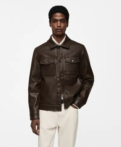 Mango Men's Pockets Detail Faux-leather Jacket In Brown