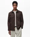 Mango Regular Fit Cotton Blend Button-up Overshirt In Chocolate
