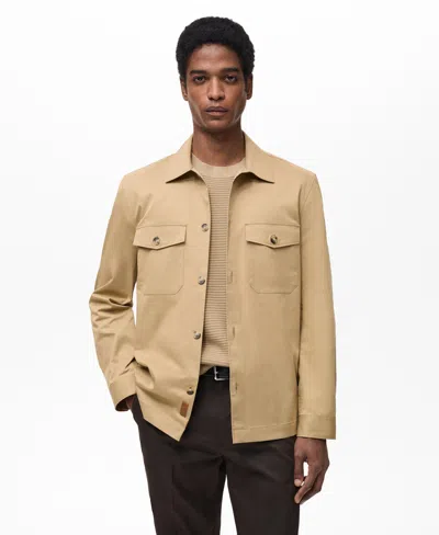 MANGO MEN'S POCKETS DETAIL SLIM FIT COTTON OVERSHIRT