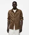 Mango Men's Pockets Detail Suede Effect Overshirt In Medium Brown
