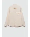 Mango Cotton Twill Button-up Overshirt In Off White