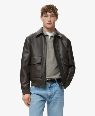 Mango Men's Pockets Faux-leather Jacket In Metallic